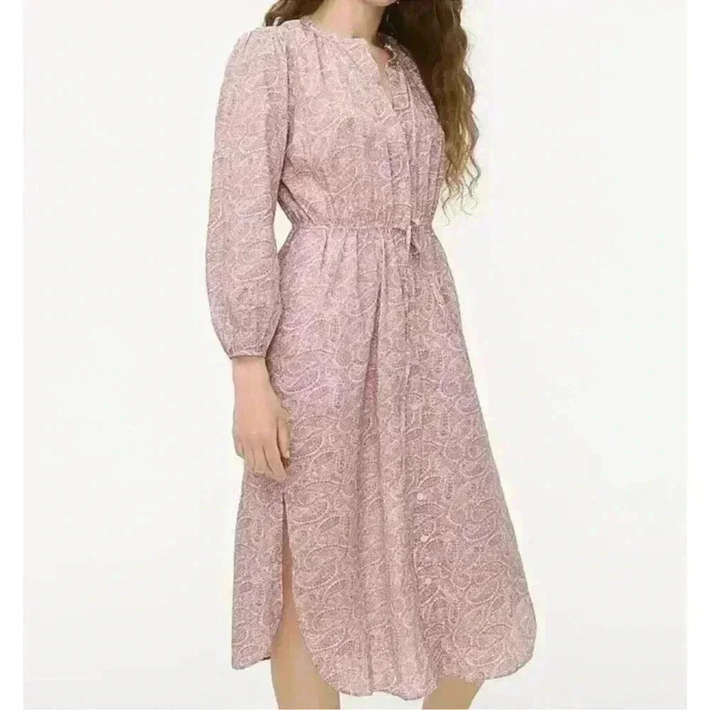 J.Crew Voile Cotton Paisley Button Down Dress Size 10